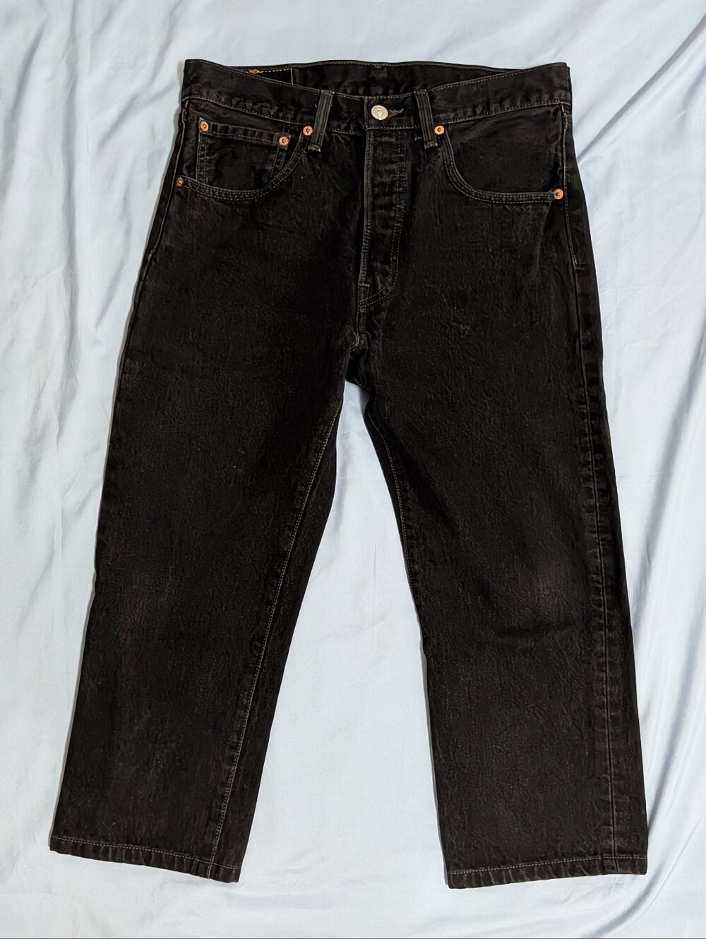 Vintage Levi's 501 Black Denim Jeans 90s Button Fly Straight Leg W31 L32